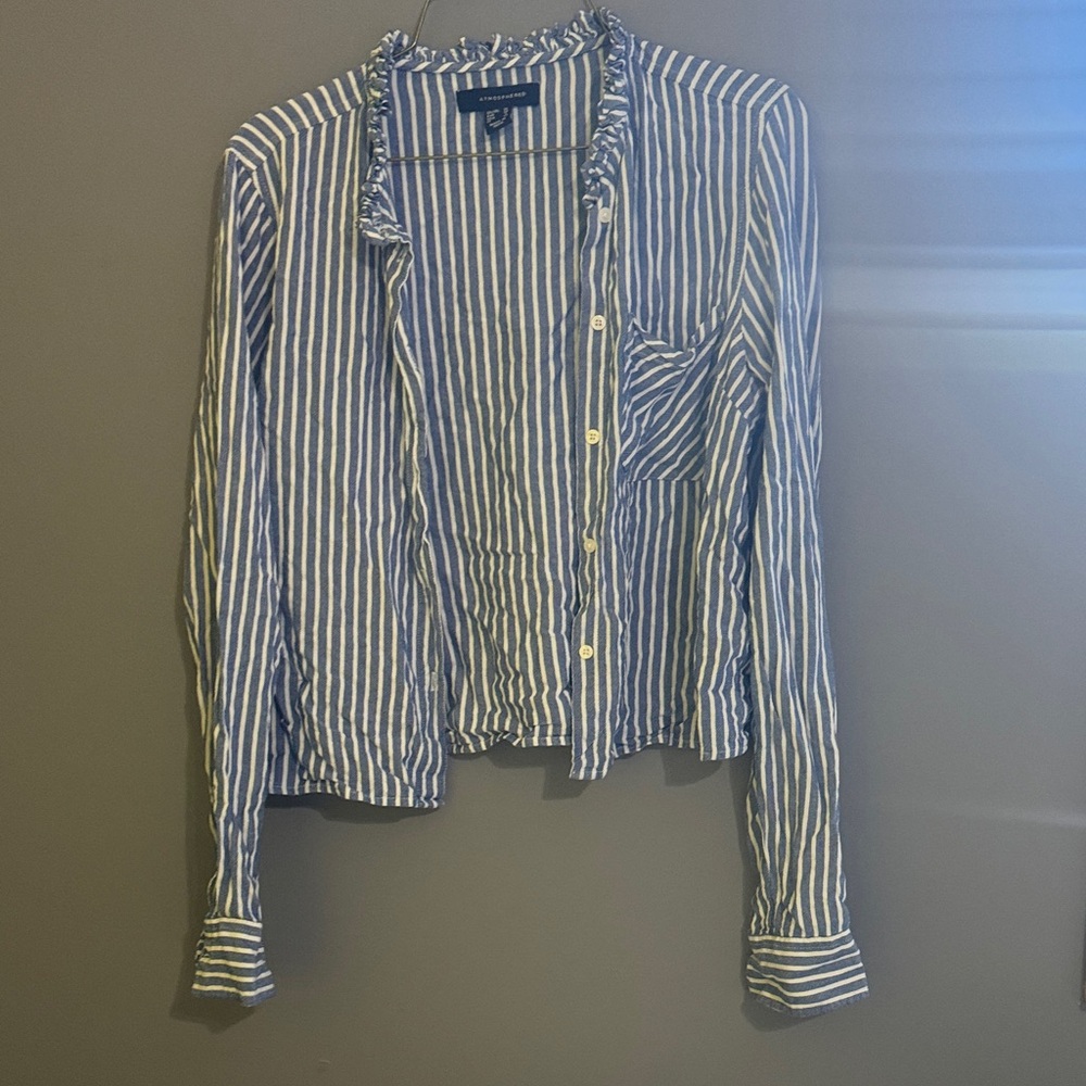 Atmosphere Blue and White Striped Blouse